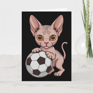 Schattige Voetbal Sphynx Alleen Meisje Dat Katten  Kaart