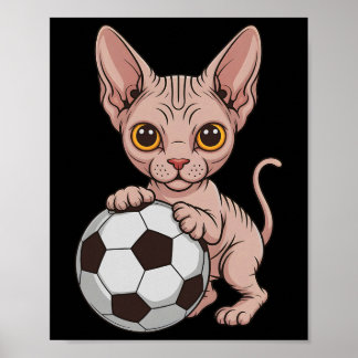 Schattige Voetbal Sphynx Alleen Meisje Dat Katten  Poster