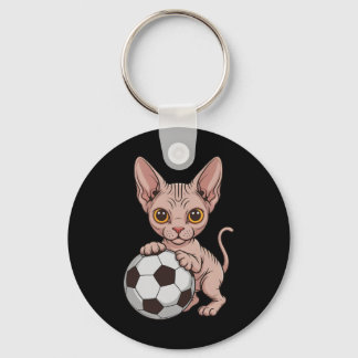 Schattige Voetbal Sphynx Alleen Meisje Dat Katten  Sleutelhanger