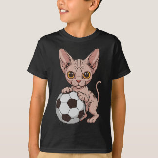 Schattige Voetbal Sphynx Alleen Meisje Dat Katten  T-shirt