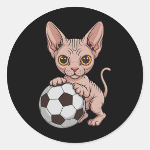 Schattige Voetbal Sphynx Alleen Meisje Dat Van Kat Ronde Sticker