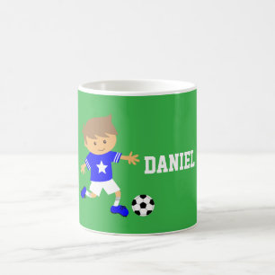 Schattige Voetbalster Jongen, Voetbal Thema Koffiemok