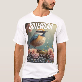 Schattige vogel in bloementuin – Schattigee esthet T-shirt
