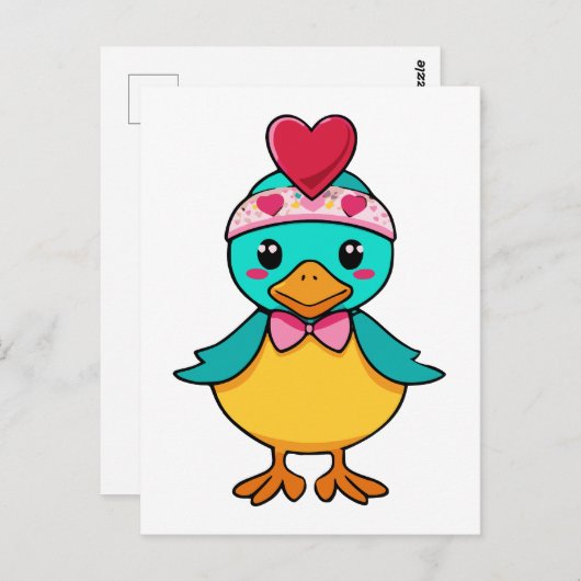 Schattige vogel met hart briefkaart (Voorkant / Achterkant)