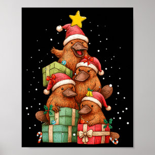 Schattige Vogelbekdier Le Kerstboom Kerstmuts Poster
