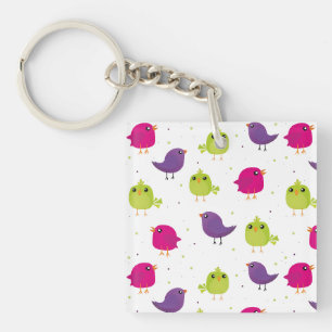 Schattige vogelpatroon sleutelhanger