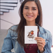 Schattige vogelrood robin aanpasbaar notitiekaartje