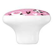 schattige vogels en roze bloemen keramische knop (Zijkant)