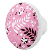 schattige vogels en roze bloemen keramische knop (Rechts)