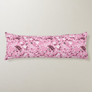 schattige vogels en roze bloemen lichaamskussen