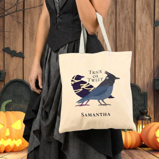 Schattige vogels in verkleed Halloween snoep of tw Tote Bag