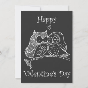 Schattige Vogels Liefdeskoppel Uil Romance Lijn Ku Feestdagenkaart