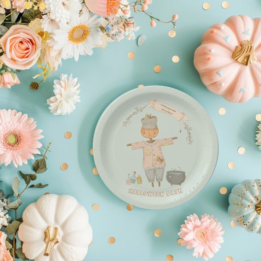 Schattige  vogelverschrikker Halloween Bash Papieren Bordje