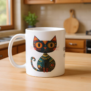 Schattige Volkskunst Kat "Ik verlies geen haar. Ik Koffiemok