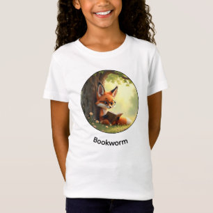 Schattige vos die een boek leest, boekenwurm - op t-shirt