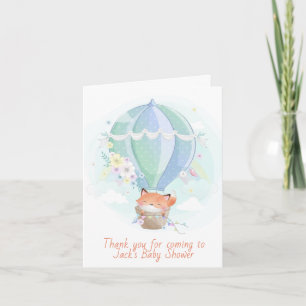 Schattige Vos in Heet Lucht Ballon Baby Shower Bedankkaart