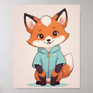 Schattige Vos in Trui - Mooie Kinderkamer Muur Kun Poster