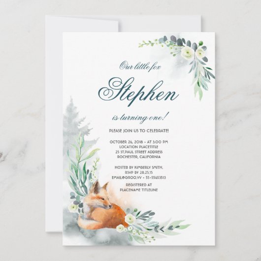 Schattige Vos | Lentebos Voorjaars Zomer Verjaarda Kaart (Voorkant)