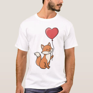 Schattige Vos met een Rode Hartballon T-shirt