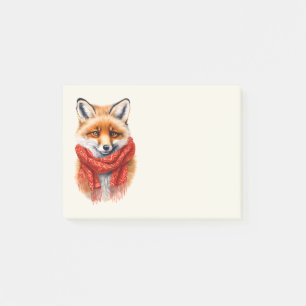 Schattige vos met een rode sjaal herfstbeeld post-it® notes