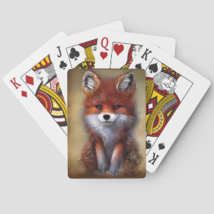 Schattige vos pokerkaarten