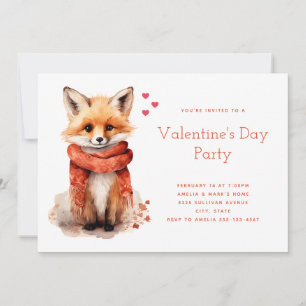 Schattige vos puppy in een rode sjaal Valentijnsda Kaart