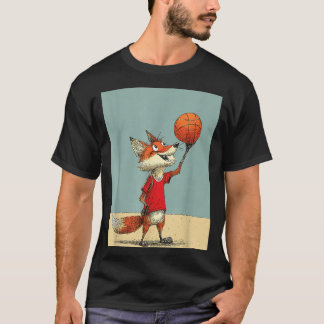 Schattige Vos Sport Grappig Honkbal Cartoon Ontwer T-shirt