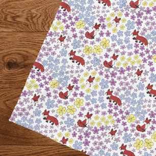 Schattige Vos Whimsical Kleurrijke Wilde Bloemen B Fleece Deken