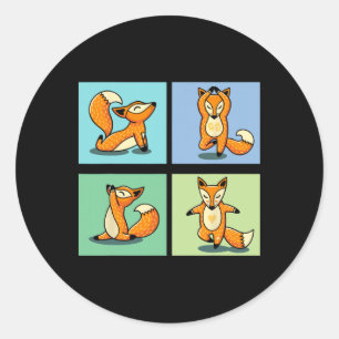 Schattige Vos Yoga Dier Meditatie Zen Stretch Houd Ronde Sticker