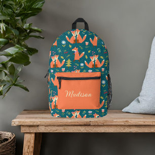 Schattige Vossen Aangepaste Naam Bedrukte Rugzak