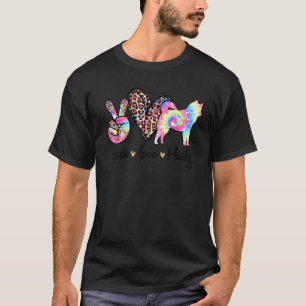 Schattige Vrede Liefde Husky Tie dye Vrouwen Hond  T-shirt