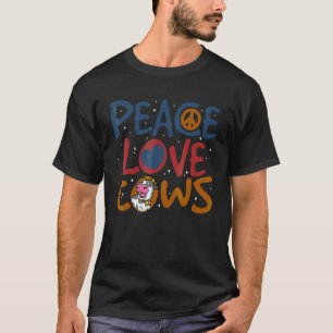 Schattige Vrede Liefde Koe Voor Mannen Vrouwen Kin T-shirt