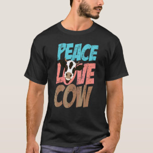 Schattige Vrede Liefde Koe Voor Mannen Vrouwen Kin T-shirt