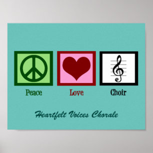 Schattige Vrede Liefde Koor Aangepaste Teal Poster