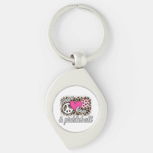 Schattige Vrede Liefde Pickleball Speler Grappige  Sleutelhanger