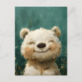 Schattige Vreugdevol Wit Beer in het Whimsical Woo Briefkaart (Voorkant)