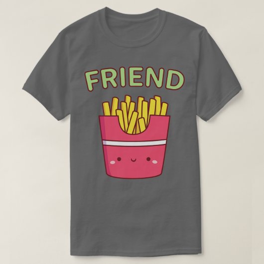Schattige Vriend Fries Beste Vriend Paar Doodle T-shirt (Design voorkant)
