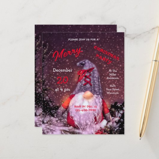 Schattige vrolijk kerstfeest grillige kabouter bud (Voorkant / Achterkant in situ)