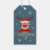 Schattige vrolijk kerstfeest Rudolph rendieren Cadeaulabel (Achterkant)