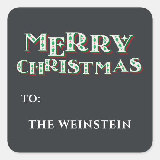 Schattige vrolijk kerstfeest vierkante sticker (Voorkant)