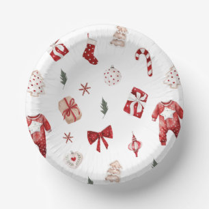 Schattige Vrolijk Klein Rood Winter Kerst Baby sho Papieren Kommen