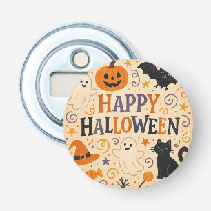 , schattige vrolijke Halloween vleermuis, spook, p Button Flesopener