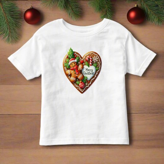 Schattige vrolijke kerst pepparkokerman hart kinder shirts
