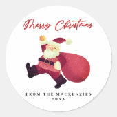 Schattige Vrolijke Kerstman Ronde Sticker (Voorkant)