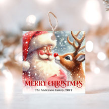 Schattige vrolijke kerstman Rudolph Kerstcadeautag