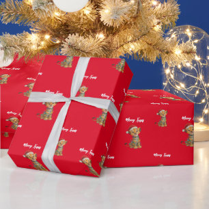 Schattige vrolijke leeuw kerstboom dierentuin safa cadeaupapier