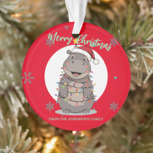 Schattige vrolijke Nijlpaard kerstboom dierentuin Ornament