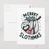 Schattige vrolijke slothmas briefkaart (Voorkant / Achterkant)