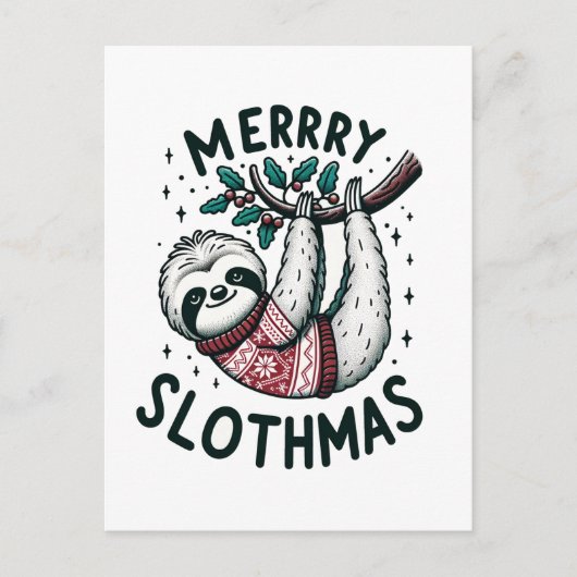 Schattige vrolijke slothmas briefkaart (Voorkant)