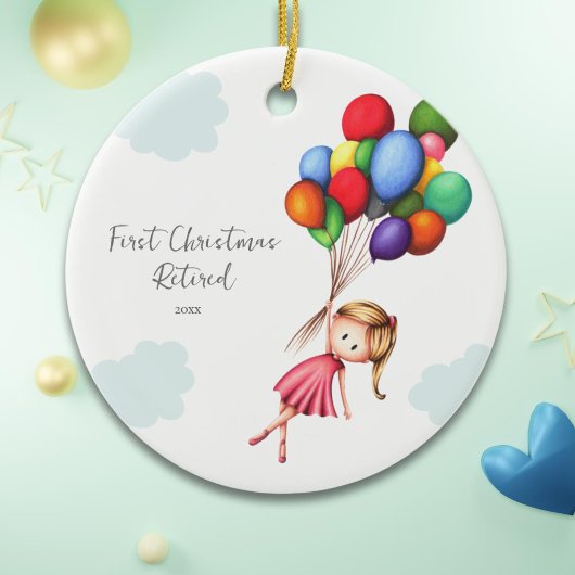 Schattige vrouw eerste kerst gepensioneerd keramisch ornament